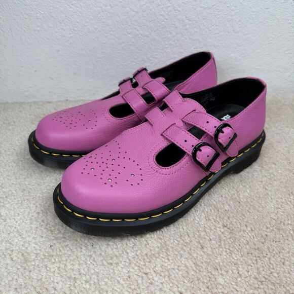 Dr. Martens Shoes - NEW Dr Martens 8065 Mary Jane Thrift Pink Sz 8 Pebbled Leather 2 Buckle Closure